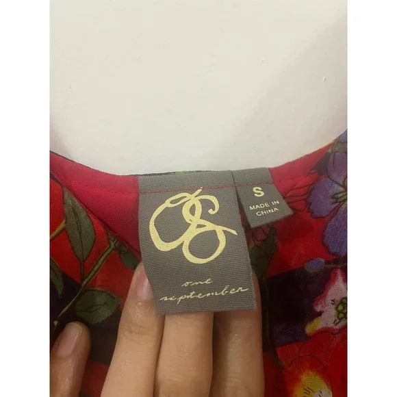 Anthropologie One September red  Floral Maxi Dress - Picture 3 of 4